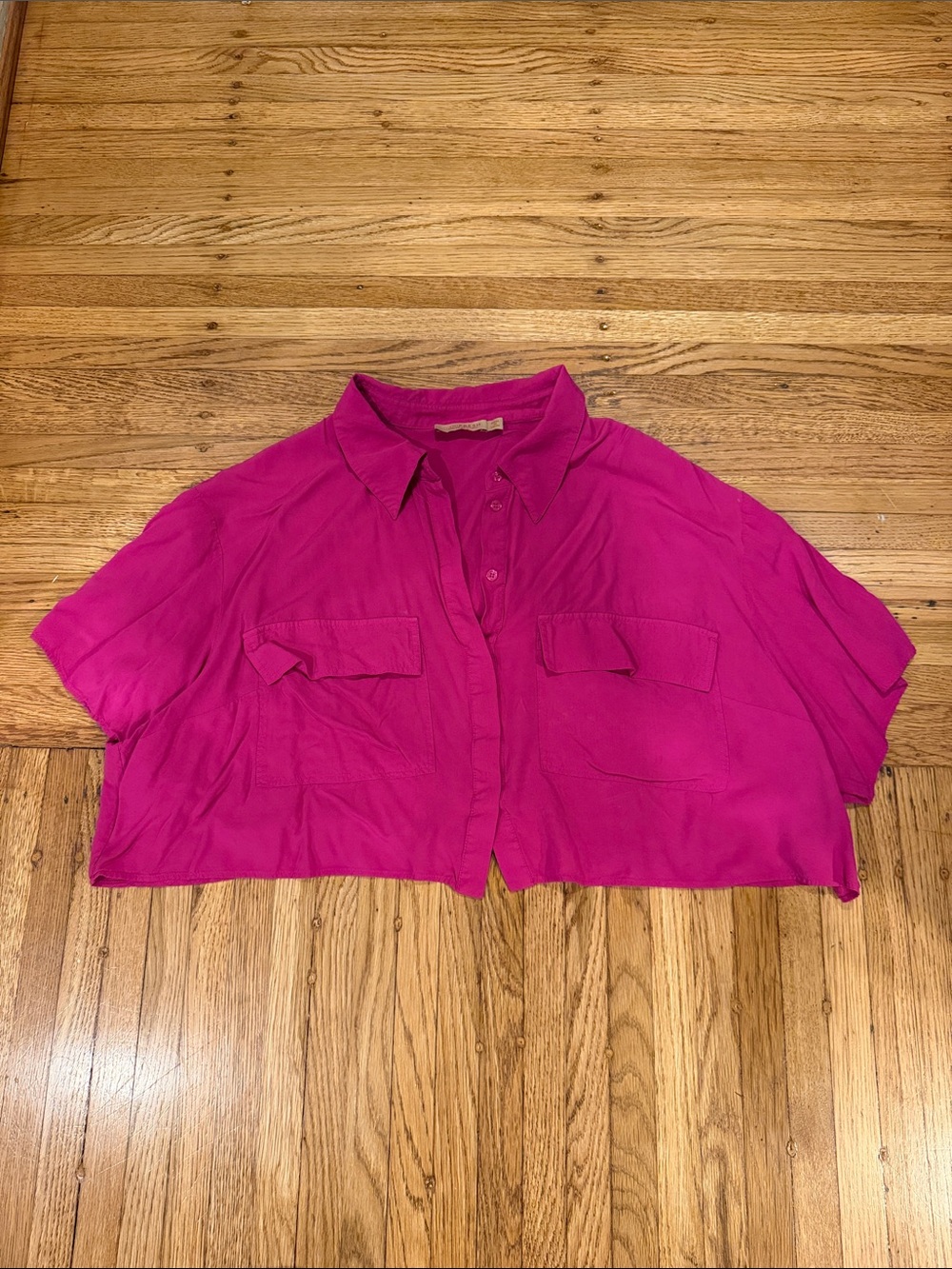 Fashion to Figure Hot Pink Cropped Button-Up Top